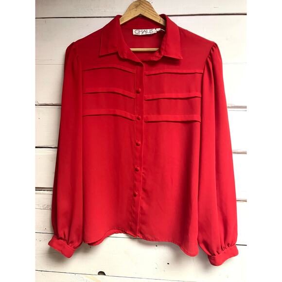 Chaus Red Blouse Women’s Size 12. - Picture 1 of 5